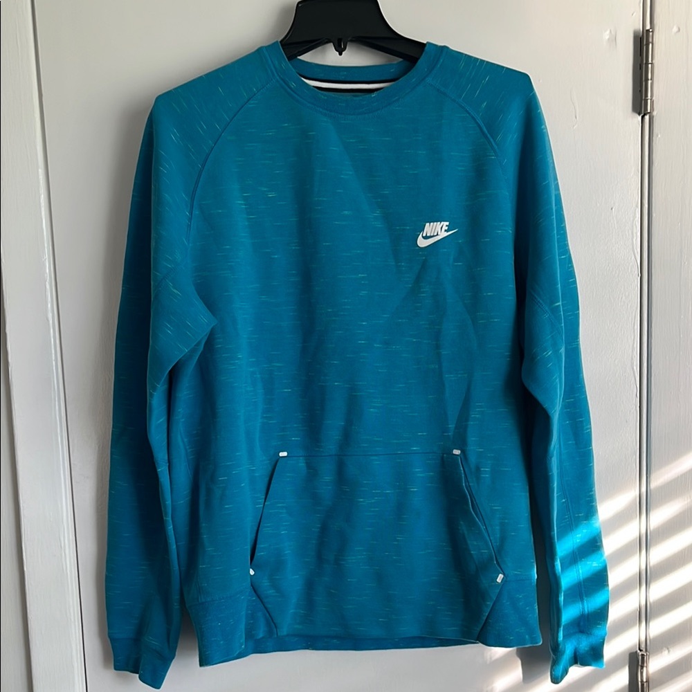 Nike Blue Crewneck Sweater with Ribbed Cuffs